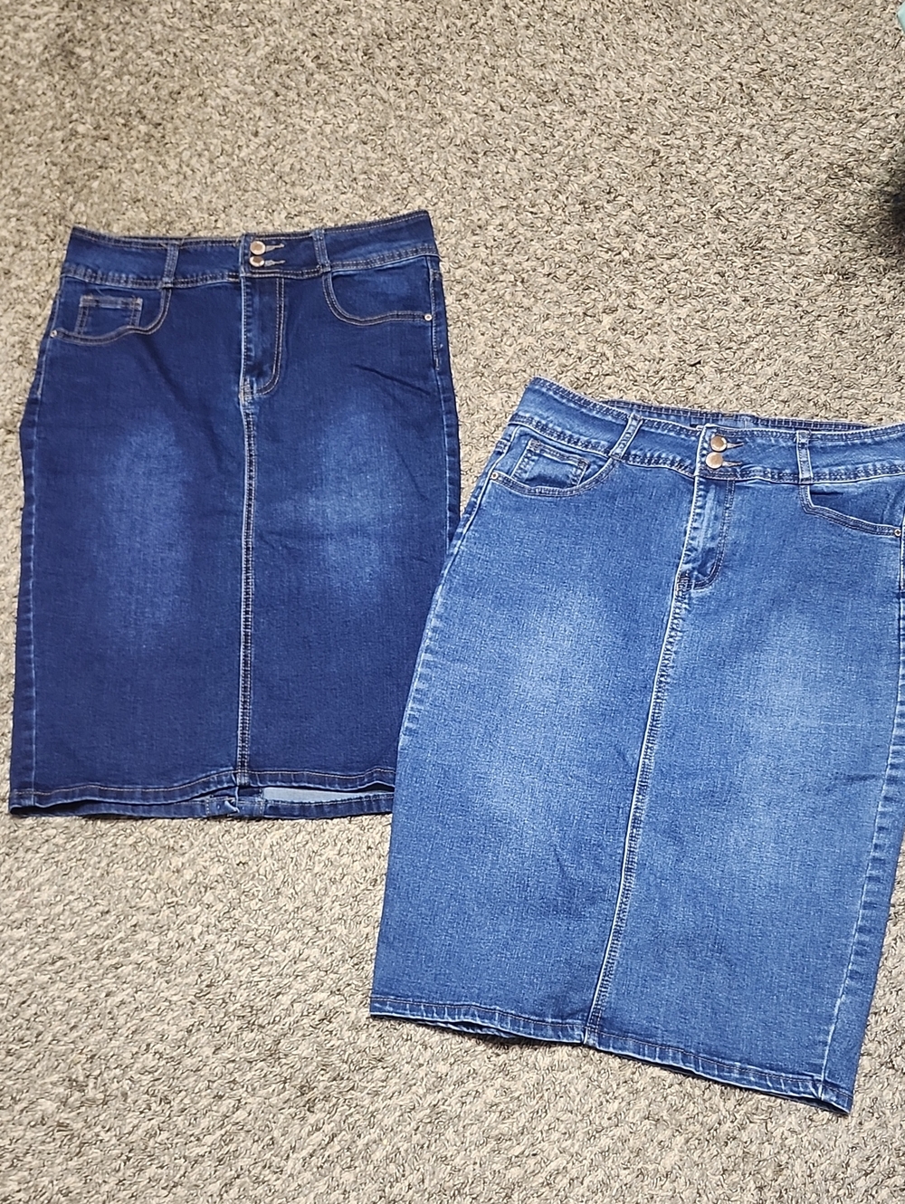 2 Classic Denim Pencil Skirt - Blue